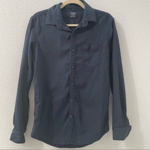 MUFTI navy blue cotton button down shirt size Medium